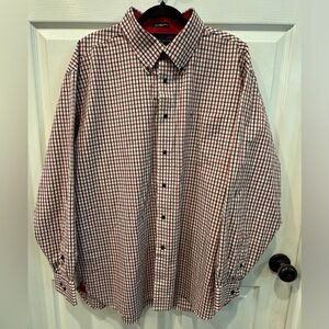 Tommy Hilfiger Men’s Size XL Red/Navy/White Plaid Shirt 80s 2 Ply Fabric